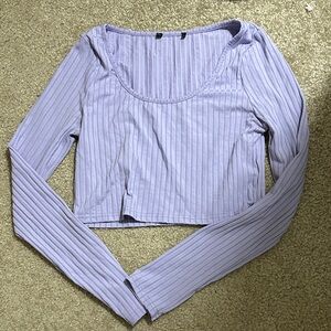 Lavender Ribbed Long Sleeve Top